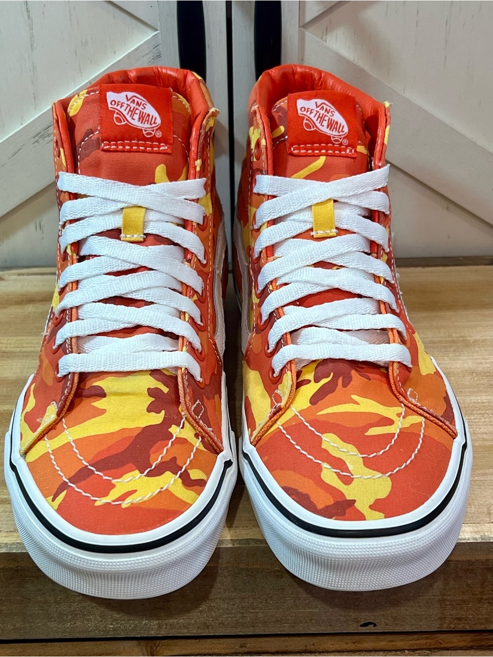 VANS Sk8-Hi Canvas Skate Shoes Orange / Yellow Camo Women Size 8- Men Size 6.5 - Picture 9 of 11